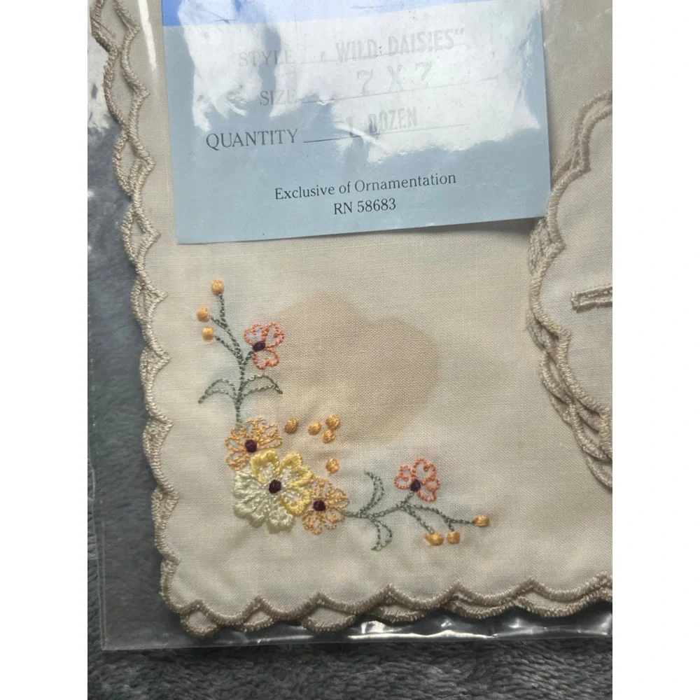 Vintage Peacock Embroidered Napkins Wine Glass Covers Set 12 Floral 7x7